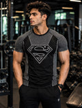 Men's Black Superman Compression Gym T-Shirt – Premium Dry-Fit Activewear