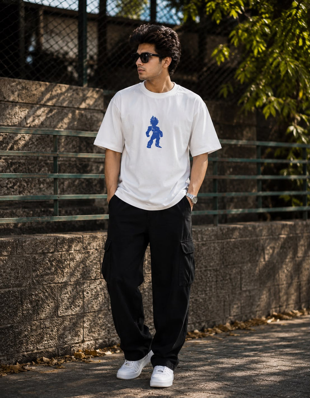 Men's White Oversized Graphic Printed T-Shirt – Premium Cotton