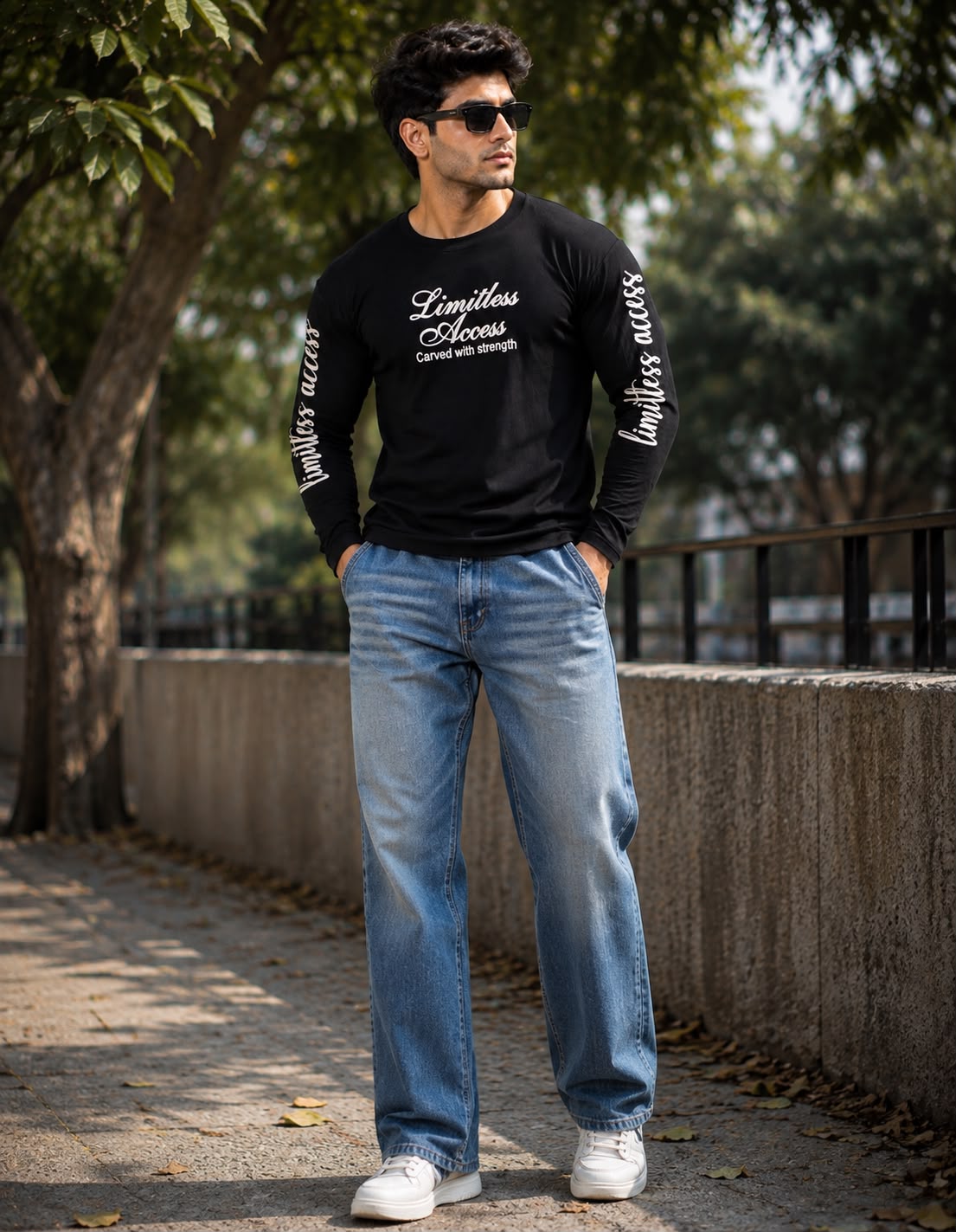 Men's black full sleeve graphic T-shirt - Limitless Access