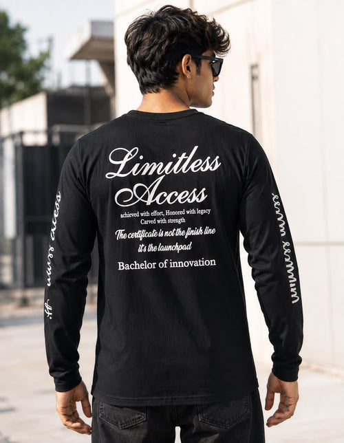 Men's black full sleeve graphic T-shirt - Limitless Access