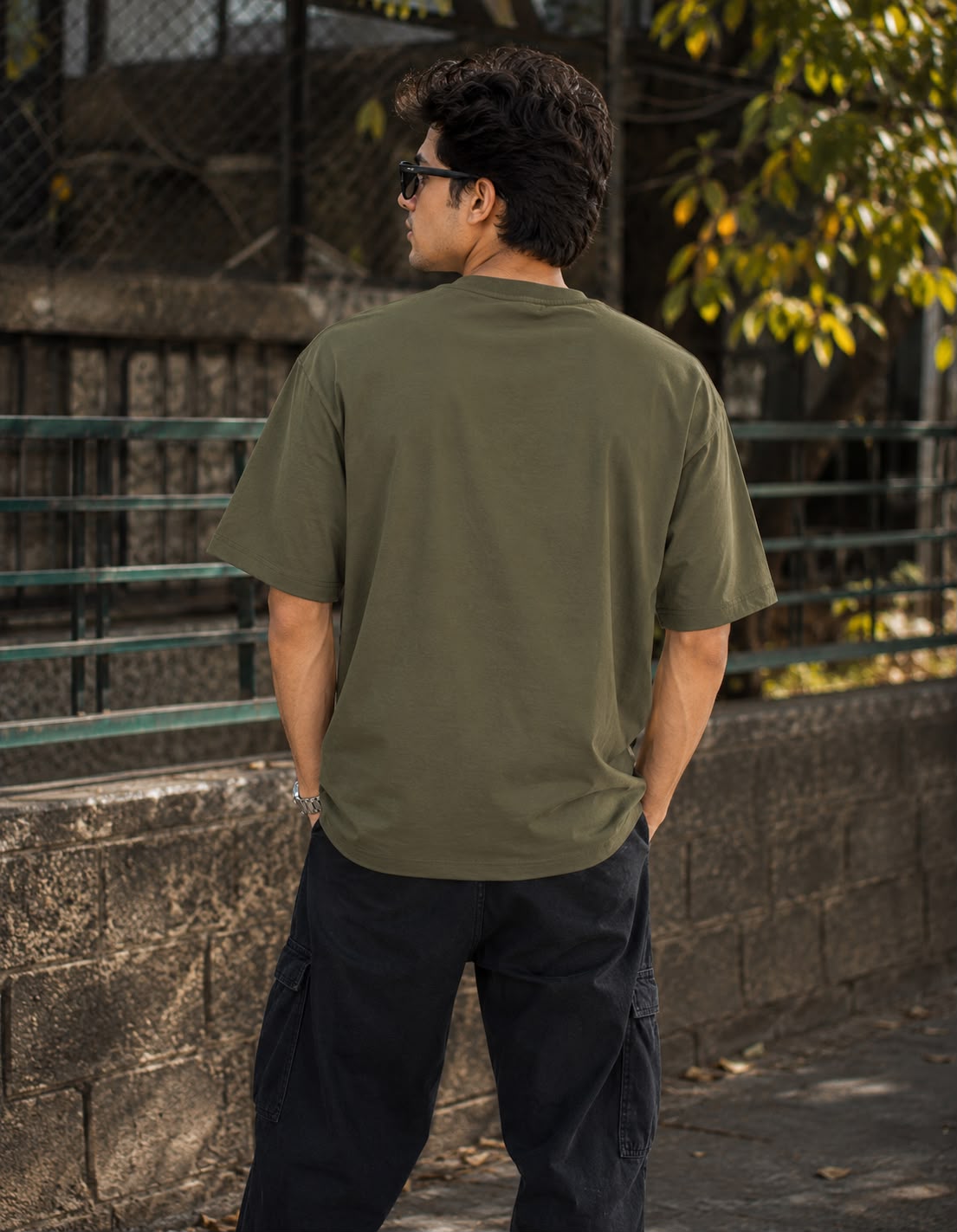 Men's Olive Green Oversized Graphic Printed T-Shirt – Premium Cotton