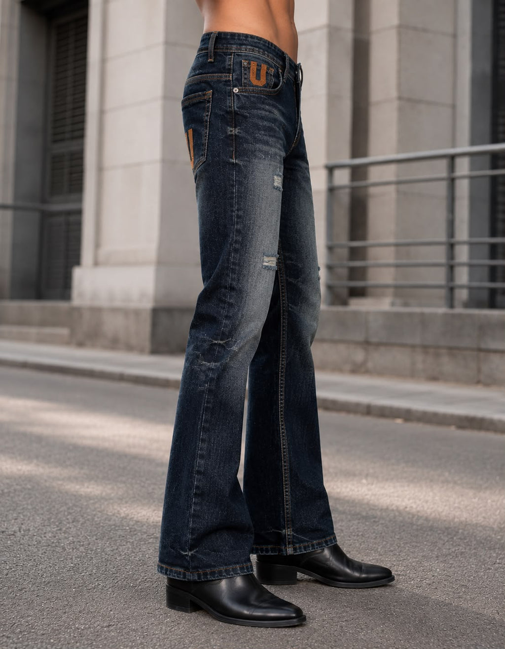 Men’s Dark Blue Bootcut Jeans