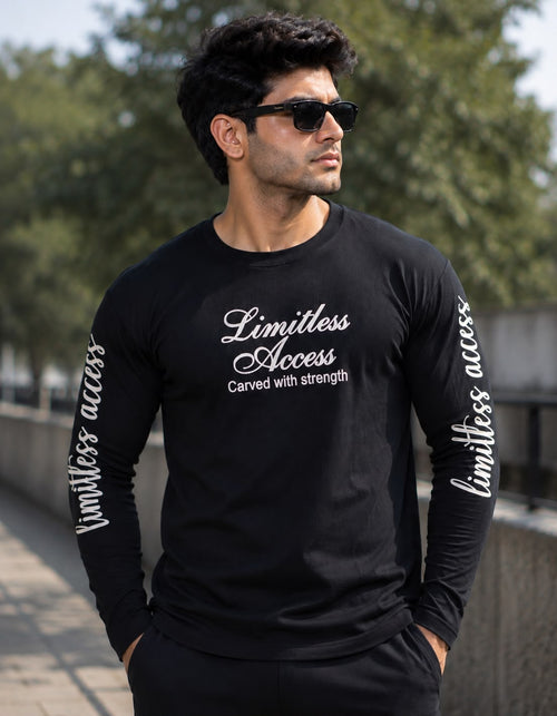 Men's black full sleeve graphic T-shirt - Limitless Access